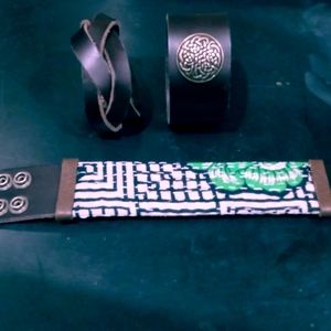 Genuine leather, hand made cuff bracelets.